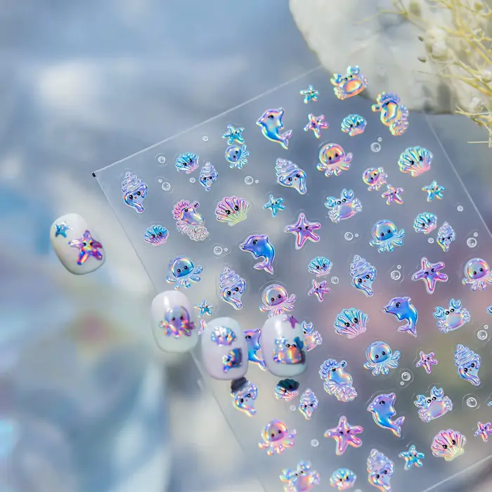 Autocollants pour Nail Art en gelée d'océan