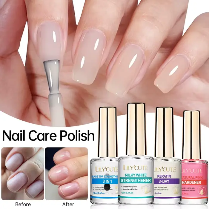 LILYCUTE 7ML vernis à ongles blanc laiteux rose effet de renforcement soin longue durée