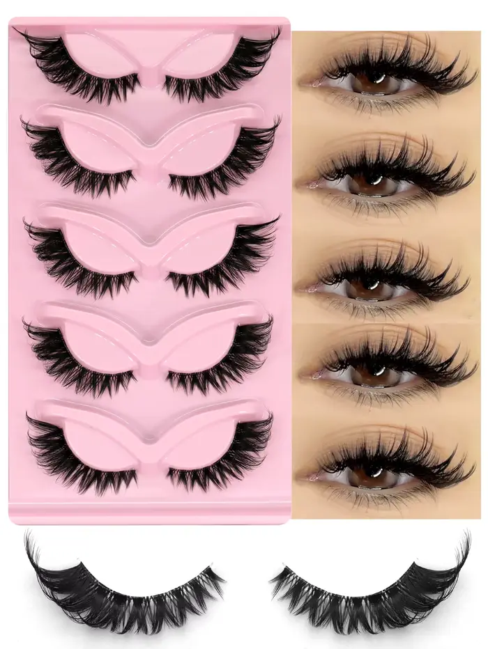 Veltrinay Faux cils oeil de chat Faux vison cils bande claire cils aspect naturel vaporeux vison cil