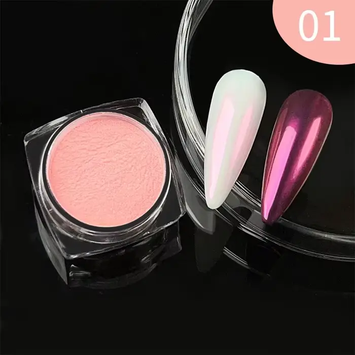 Poudre à ongles chromée Aurora Moonlight, miroir haute brillance, pigment pailmétrage fin, poussière