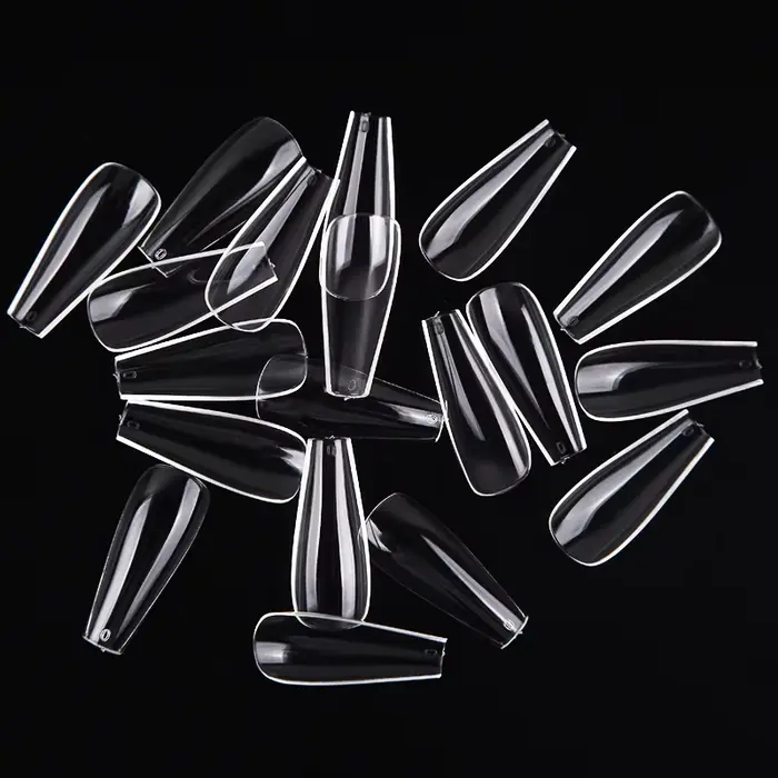 600 pièce/sac longue ballerine cercueil faux ongles conseils clair/couleur naturelle couverture complète