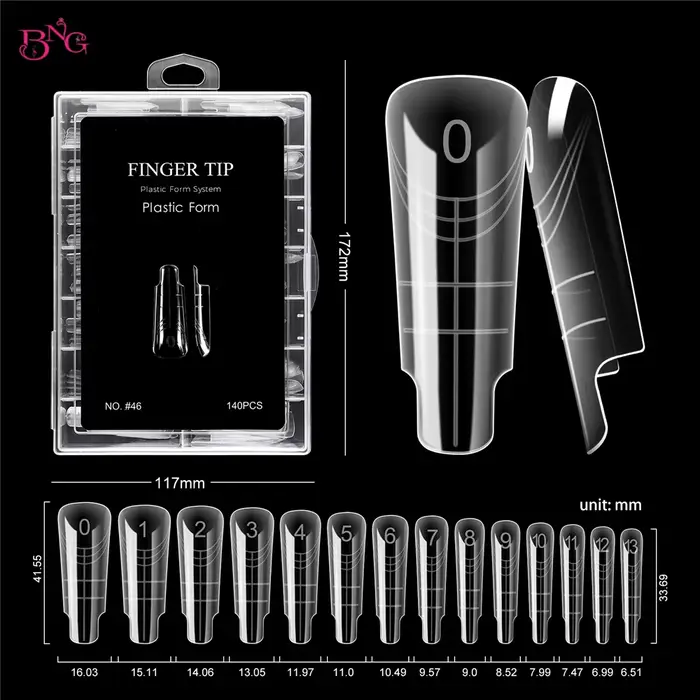 BNG 140 pièces/boîte formes d'ongles carrées pour Gel UV moule d'extension de construction rapide en