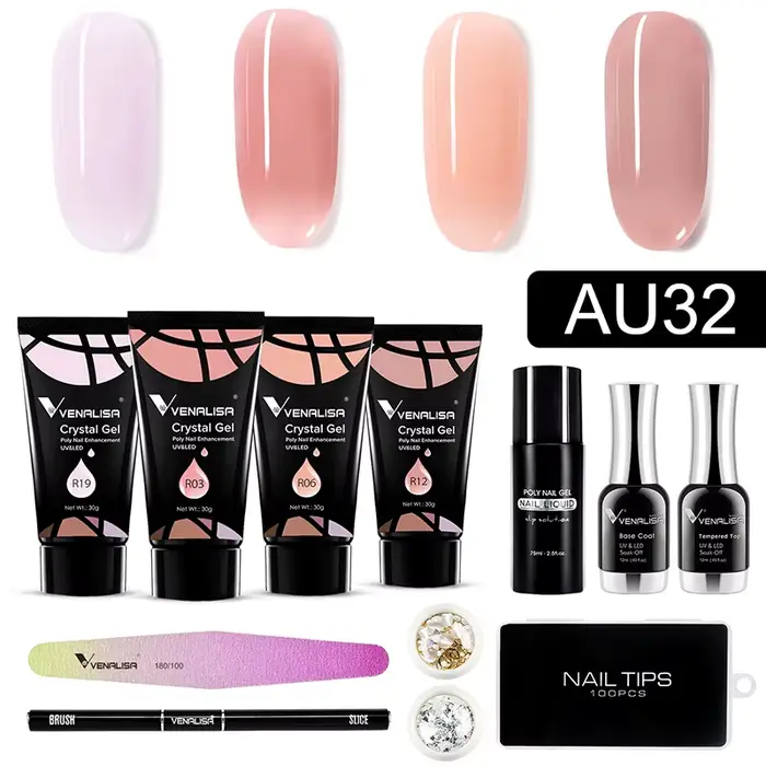 30g VENALISA Gel acrylique VIP Kit clair Camouflage couleur cristal Poly Gel pour ongles construction rapide UV LED Gel tranche brosse forme d'ongle