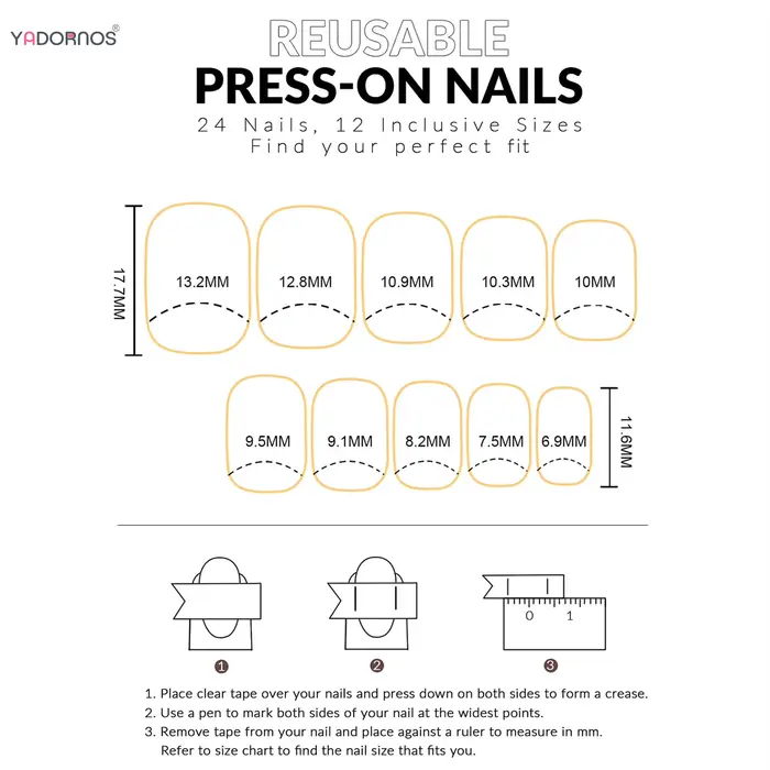 Faux-ongles Ronds Courts Pehonneur à la Main en Noir et Blanc