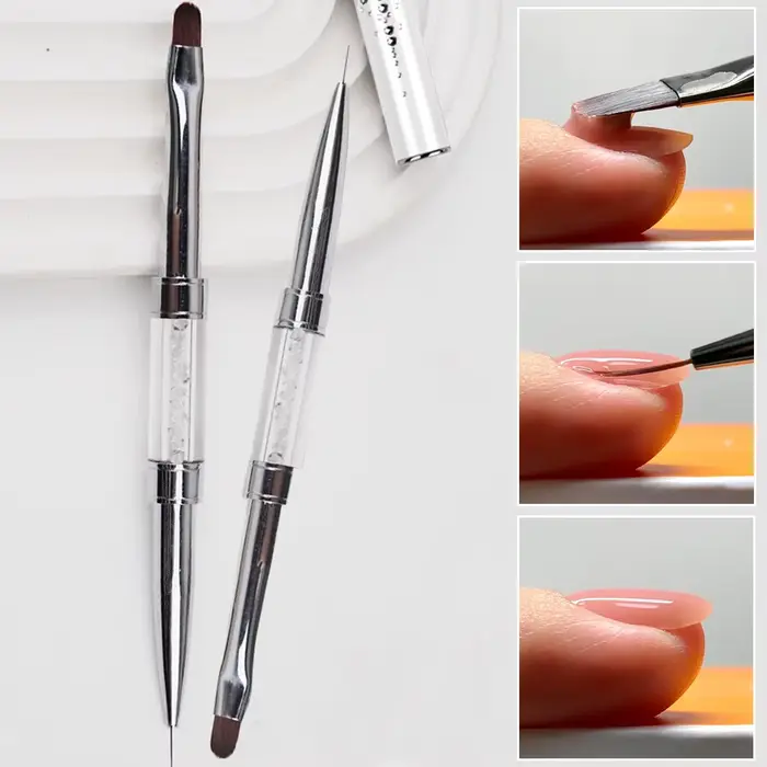Brosse professionnelle de conception de Construction d'ongles à double extrémité