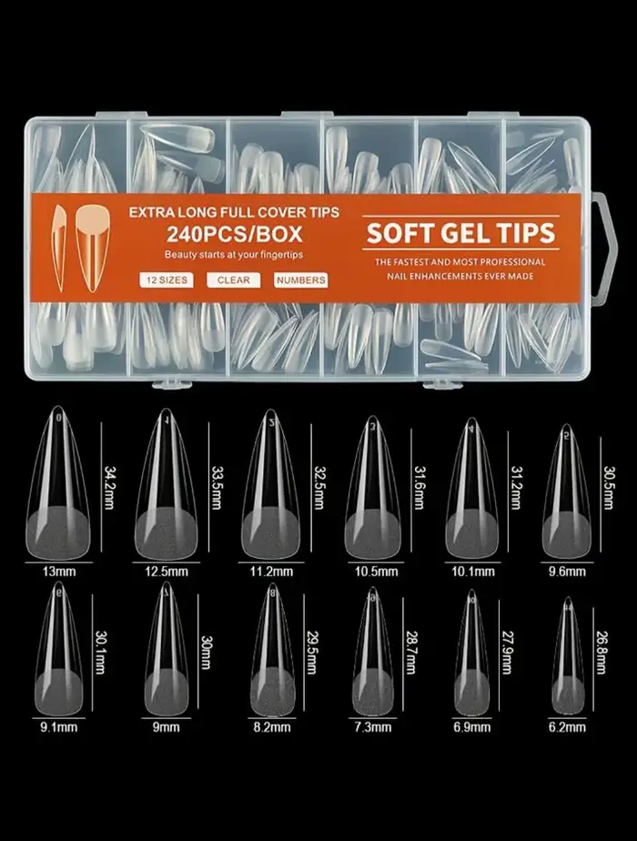 240 et 600 autocollants pour ongles ovales/balète/amande/carrés mats transparents, disponibles en ta