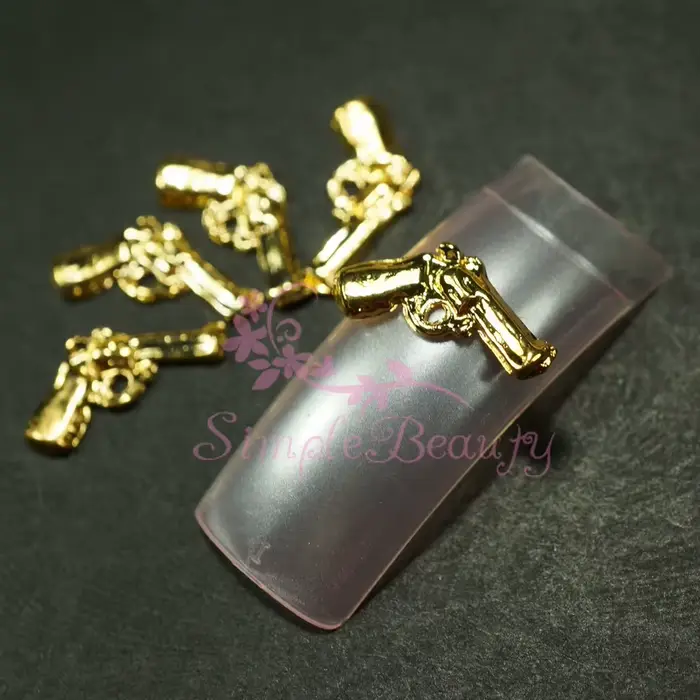 100 PCS/LOT 8x12mm forme de pistolet conception gothique Punk Rock alliage 3D Nail Art Scrapbook artisanat fabrication de bijoux bricolage accessoires de décoration