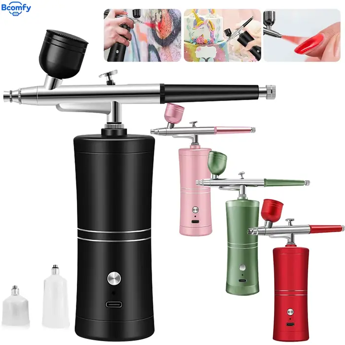 Aérographe avec compresseur pour la peinture des ongles, aérographe portable sans fil, mini pistolet