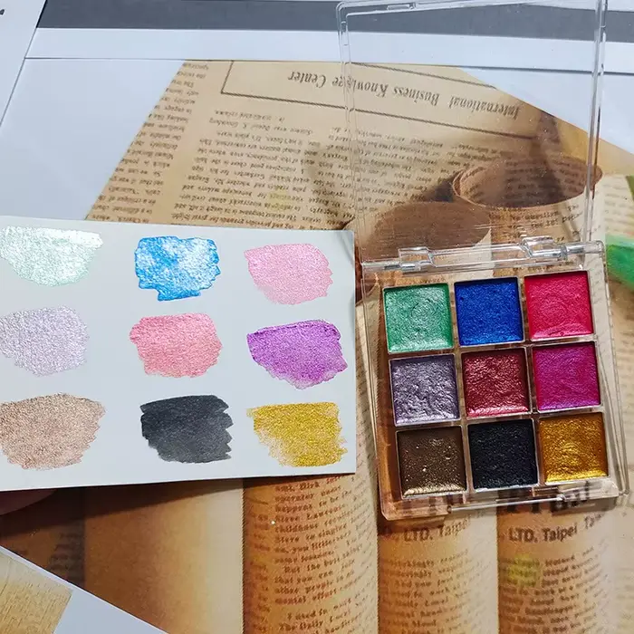 9 couleurs ongles couleur Pure Pigment Aurora Pearl Nail Art aquarelle métal Palette peinture Chrome caméléon poudre