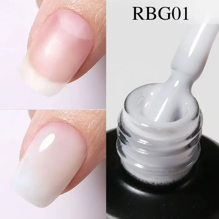 Mocmaki GEL Structure Gel Funny Bunny Rubber Base Gel Vernis à Ongles 15ML Semi-Permanent UV Soak Off Blanc Laiteux Gellak pour Manucure