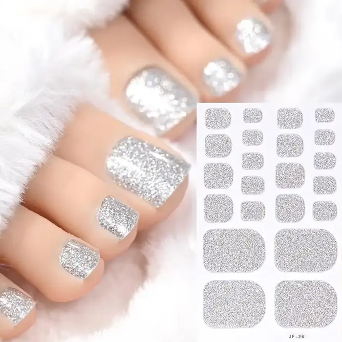 Décalcomanies pour ongles à paillettes, couverture complète auto-adhésive, couleur Pure, cuisson des