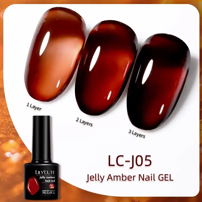 LILYCUTE 7ML gelée ambre Gel vernis à ongles marron cristal translucide couleur terne Nail Art Gel Semi Permanent UV Gel