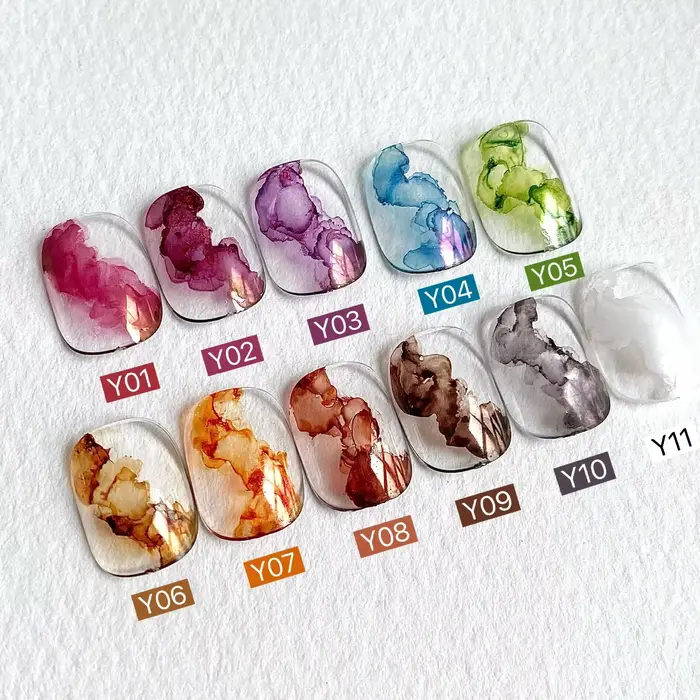 Vernis à ongles fleuri marbre encre