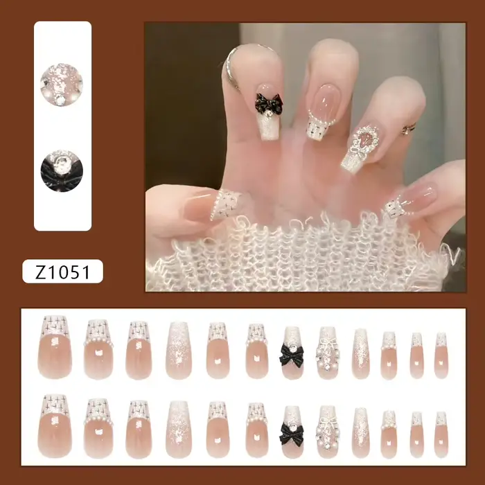Faux ongles à presser tissés
