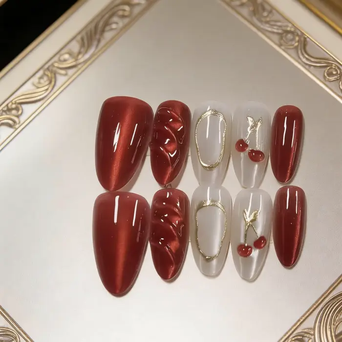10 pièces d'ongles en forme d'amande pressés à la main