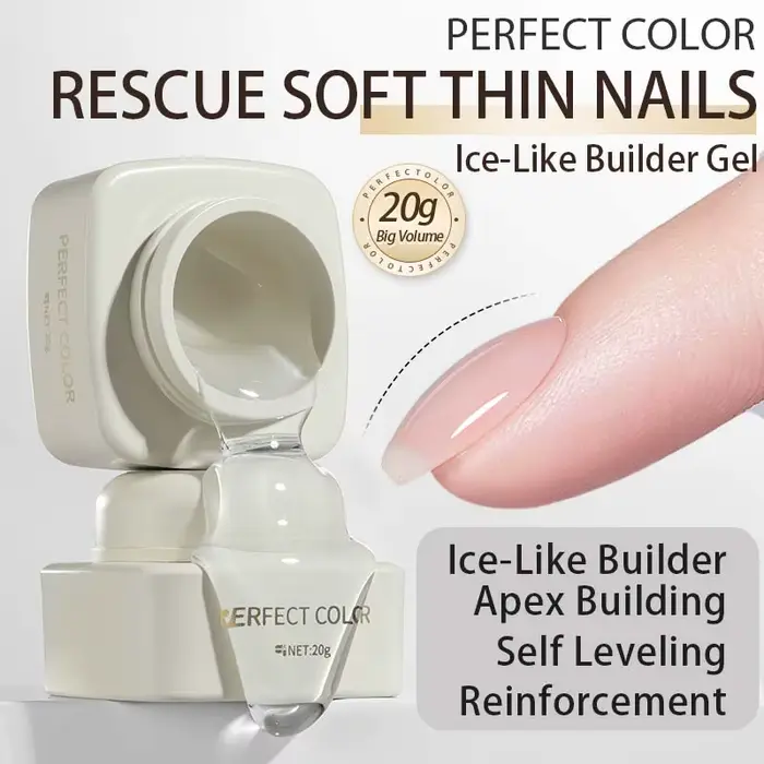 Gel Constructeur PERFECT COLOR pour Ongles 20g Transparent Gel Renforçateur Vernis