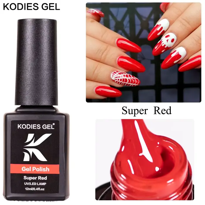 KODIES – vernis à ongles UV/LED 12ML, GEL de manucure Super rouge, acrylique, pour Salon de manucure