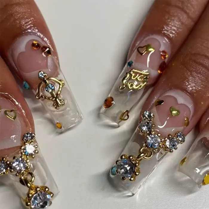 Breloque pour ongles de luxe, mélange aléatoire, Style mixte, alliage 3D, cristal strass, gemme, déc