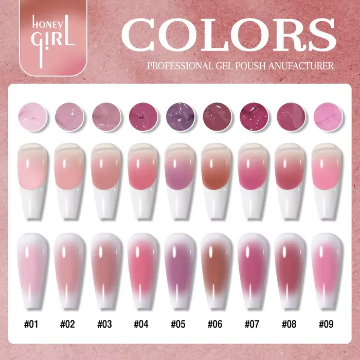 1 pièce Gel à ongles semi-solide rose 9 couleurs