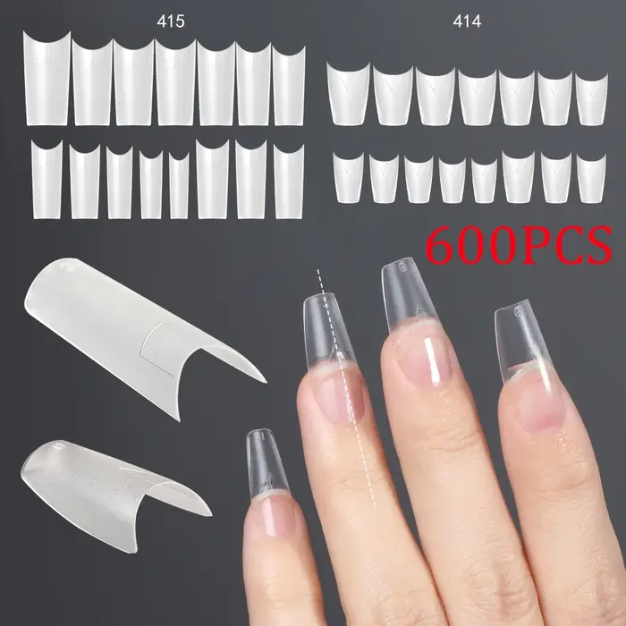 630 pièces pointes d'ongles de cercueil longs et transparents