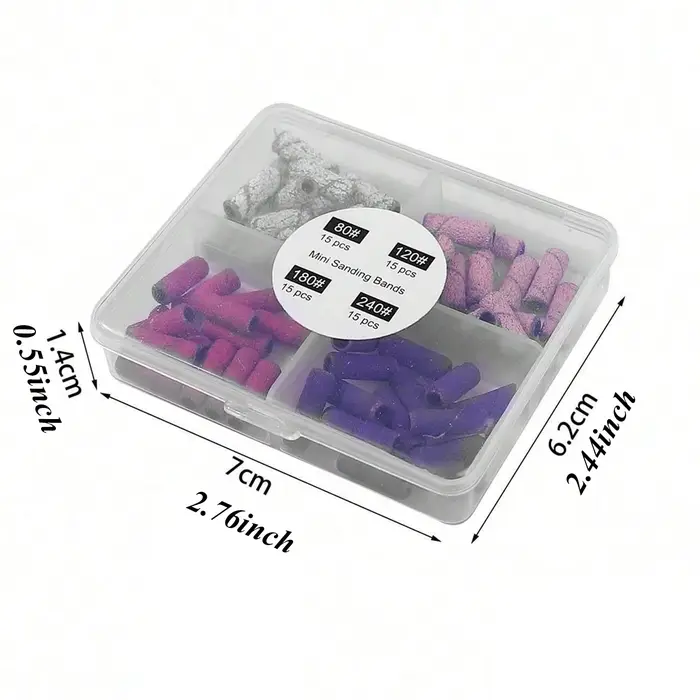 Forets à ongles bandes de ponçage-pour perceuse à ongles 60 pièces 4 couleurs lime fine grossière pe
