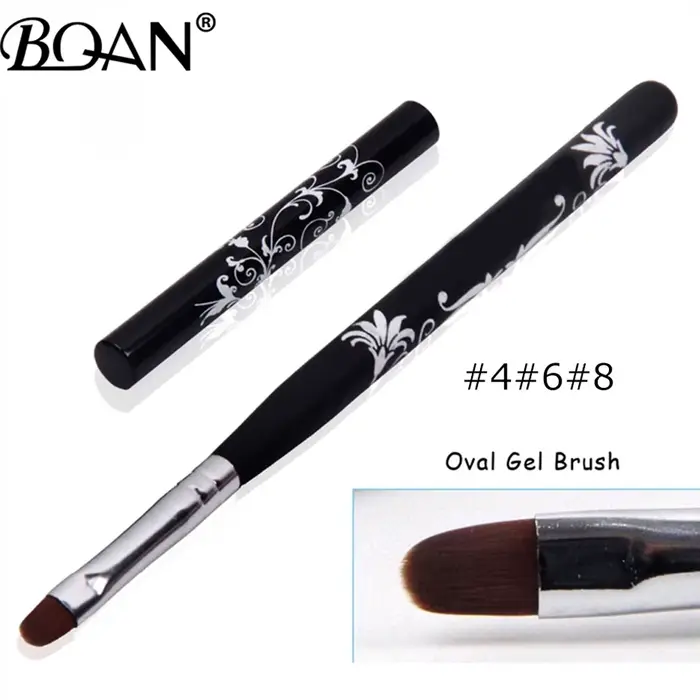 BQAN # 4 # 6 # 8 # 10 Pinceaux à ongles noirs pour gel UV, manche en bois sculpté, outils de manucur