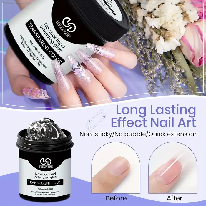 100g antiadhésif main solide Extension d'ongle Gel-clair rose blanc prolonger Gel dur 3D sculpture fleur Nail Art façonnage Gel