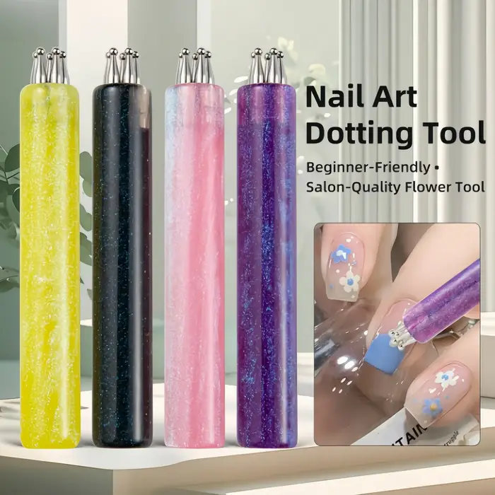 Outil de pointillage pour fleurs à cinq pétales, pinceau pour la conception d'ongles DIY, manche en acrylique, adapté aux professionnels et aux débutants, portable