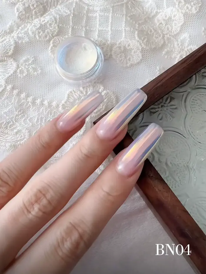 Poudre à ongles chromée aurore irisée, 12 couleurs, effet miroir métallique, paillettes, Pigment pou