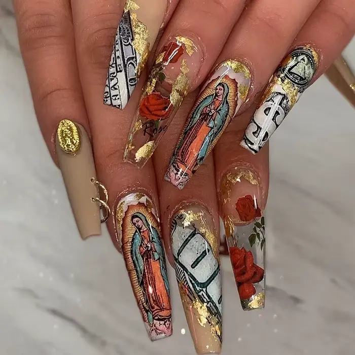 Autocollants 3D en forme de Dollar d'argent pour Nail Art, décalcomanies auto-adhésives de Style ric