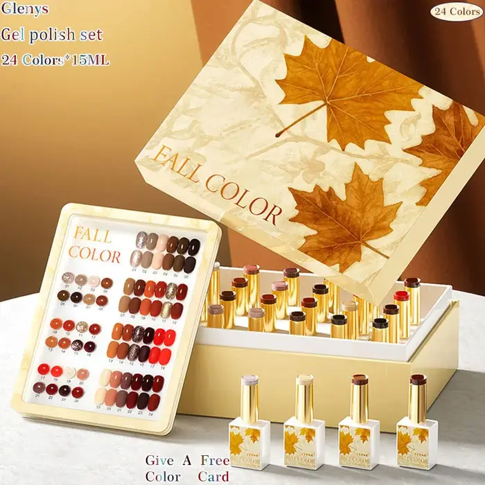 Vernis à ongles gel 24 couleurs Glenys, populaire et haut de gamme, gel d'immersion essentiel pour s