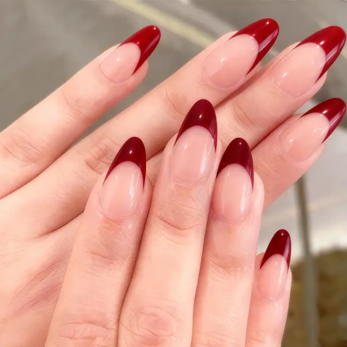 30 pièces blanc/noir/rouge français faux ongles femmes charme quotidien manucure couleur nue amande presse