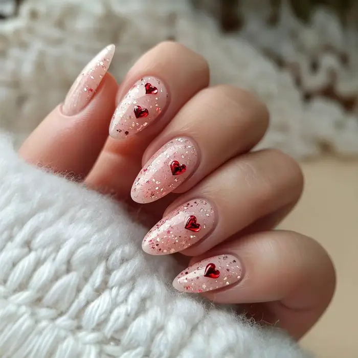 Faux coeur imprimé rose clair, tête carrée mi-longue, presse sur N64.Love, motifs de diamants, style
