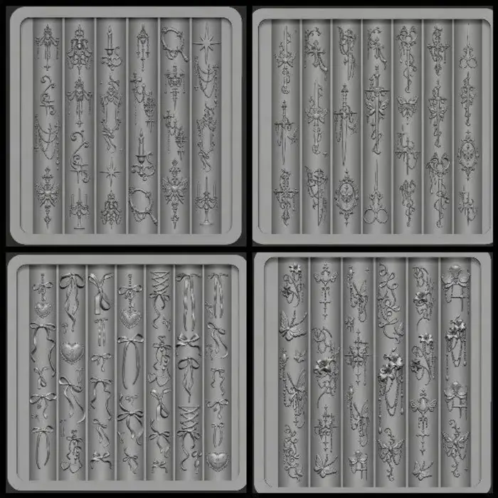 Moule en silicone pour nail art de style baroque avec motifs de nœuds et de papillons pour des créations d'ongles élégantes