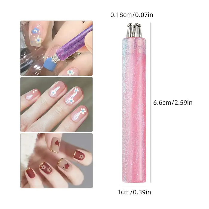 Stylo à points multi-usages en forme de fleur à 5 pétales pour nail art