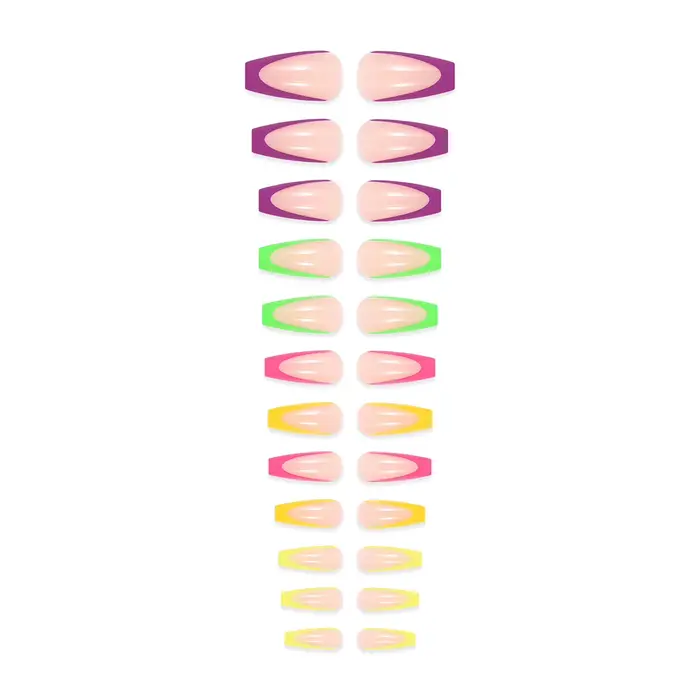 Bâtons de colle simples portables sur faux ongles presse française colorée sur N64 avec motifs longue tête carrée