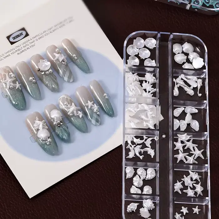 12 grilles/boîte Aurora breloque pour ongles