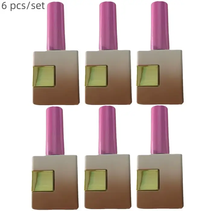 6 flacons en verre vides de 12 ml avec couvercle à brosse pour le remplissage de vernis à ongles et le nail art