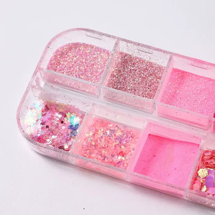 Poudre à ongles à paillettes rose