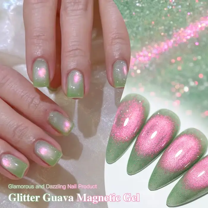 Vernis à ongles gel magnétique pailleté Guava Cat