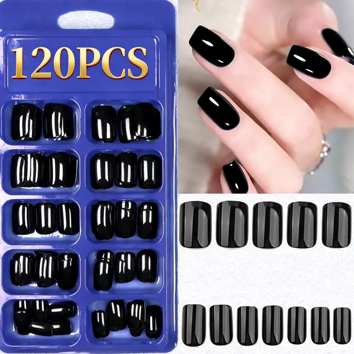Faux ongles français carrés mi-longs