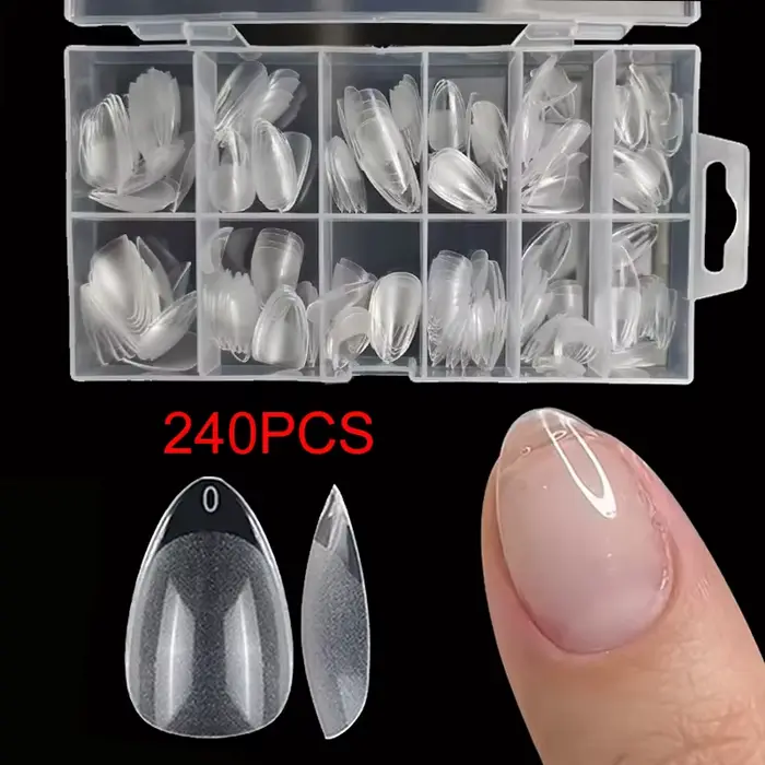 240 pièces/boîte semi-mat XXS amande ongles conseils couverture complète Gel doux faux