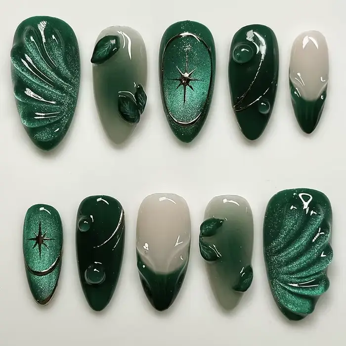 24 pièces doux Cool français faux ongles patchs Vintage Y2k faux ongles 3D cerise conception Nail Ar