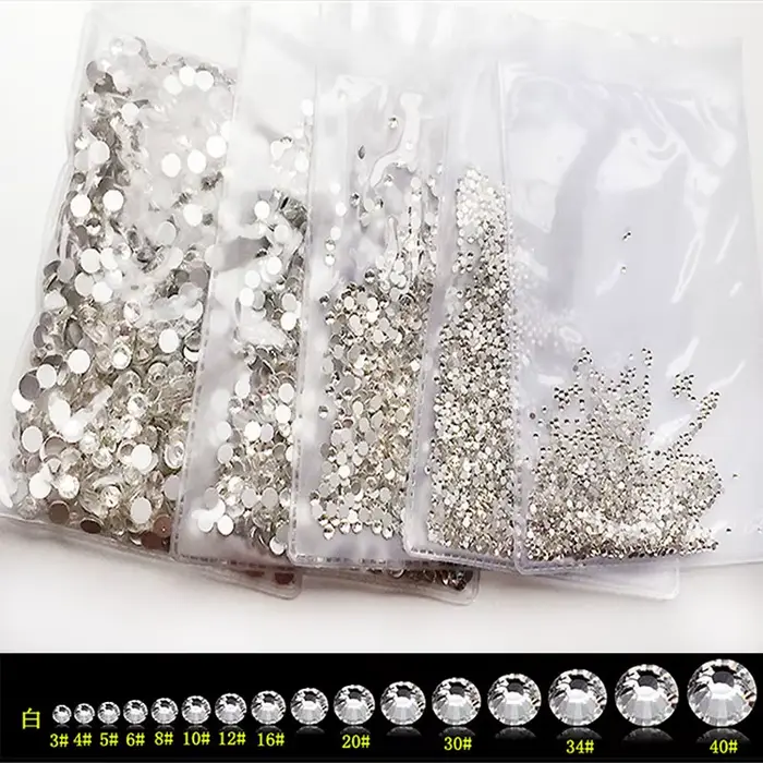 AB/Clair 1 sac Nail Strass TANSS3-SS12 1440 pcs Nail Art Décoration Flatback Verre Charbon Brcorpore