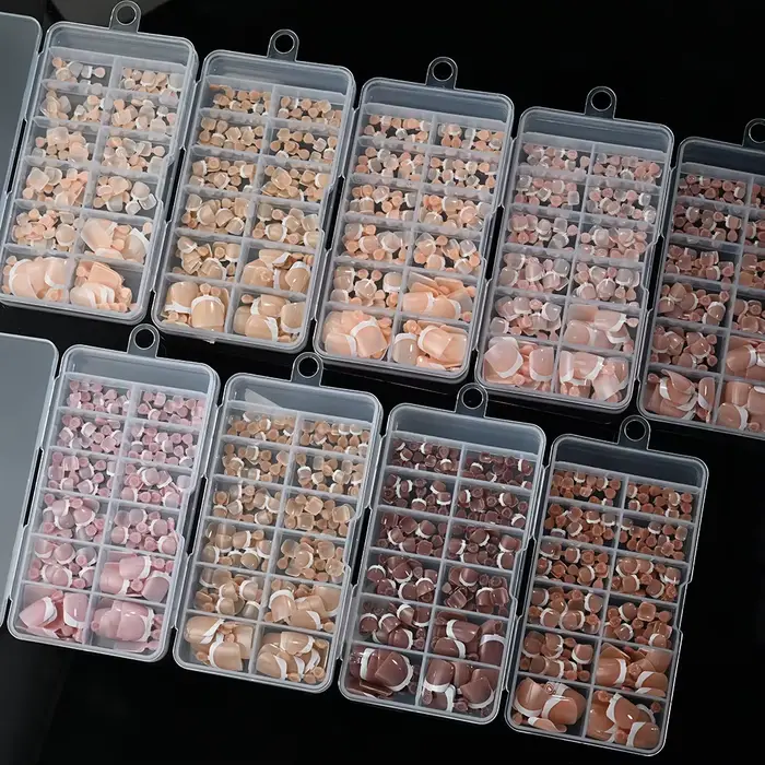 120 pièces/boîte pointe française ongles à pression système de couleur rose forme carrée