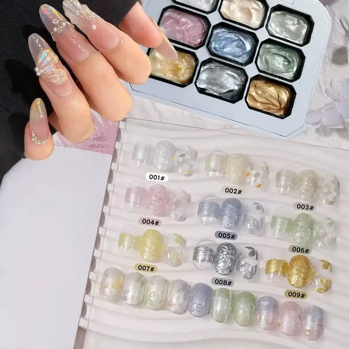 Vernis à ongles semi-permanent 9 couleurs effet nacré brillant, nouvelle tendance, gel UV/LED à reti