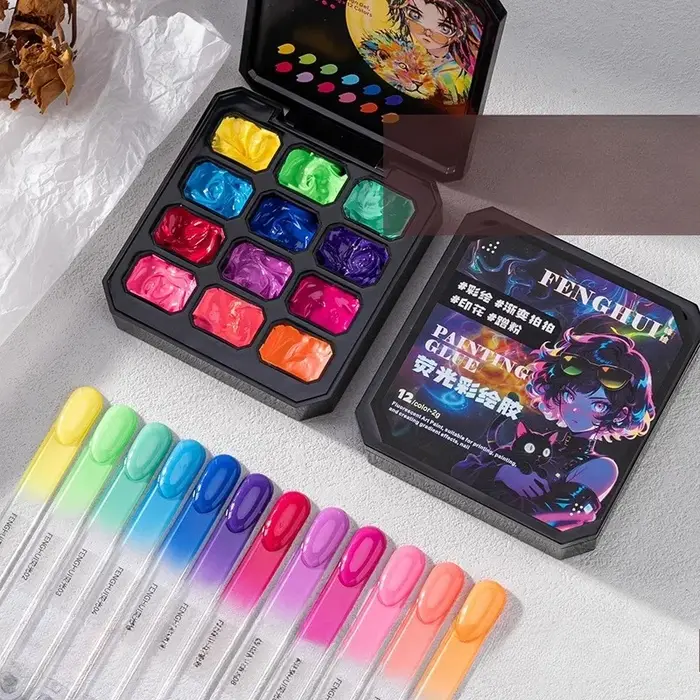 12 couleurs solide Pat peinture Gel vernis à ongles haute Saturation populaire semi-solide