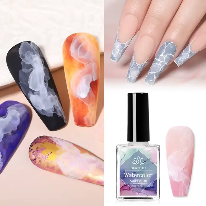BORN PRETTY 15ml Gel à fleurs blanches UV LED Soak Off vernis à ongles effet d'épandage aquarelle marbre