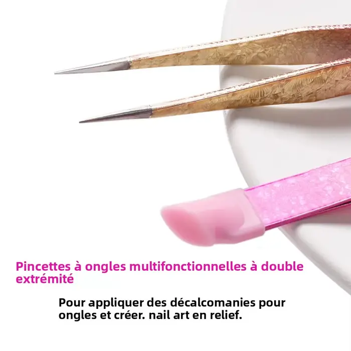 Pincettes à ongles en Silicone à Double extrémité avec tête de pressage