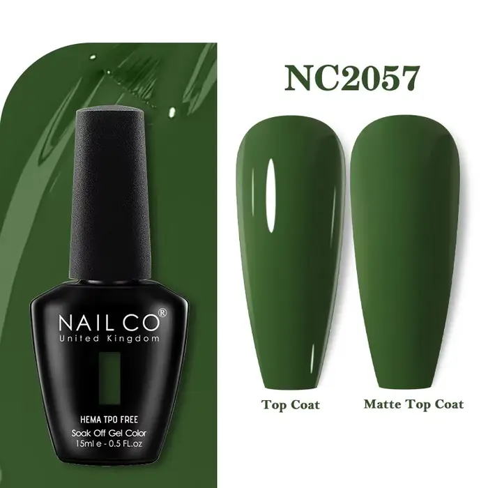 NAILCO 15ml série verte couleur foncée Gel vernis à ongles hybride durable pour Base mat couche de finition manucure tremper UV LED Nail Art Gel